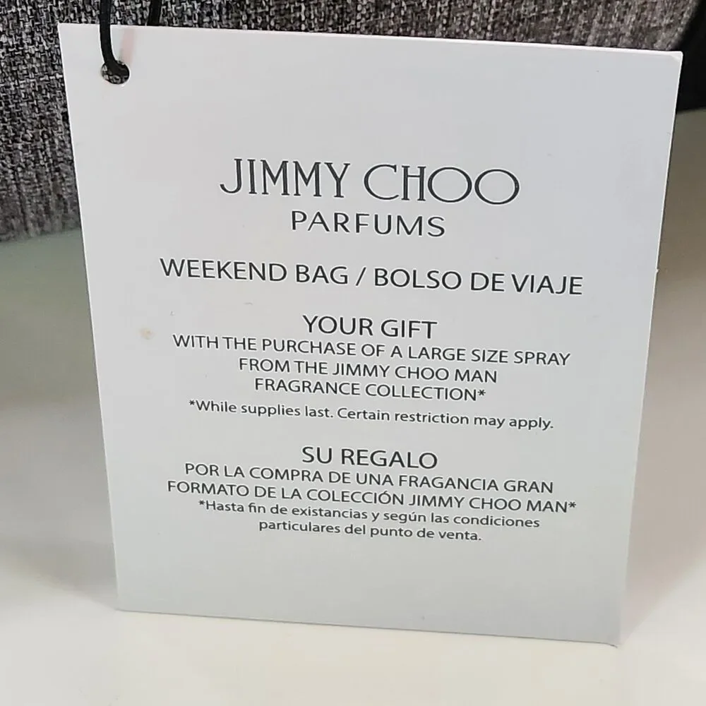 NWT Jimmy Choo Parfums Weekender Travel Gym Duffle Bag Grey NEW